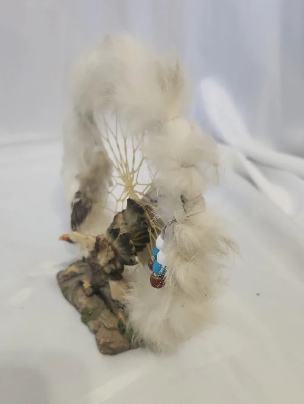 White Feather Dreamcatcher with Brown Eagle Accent